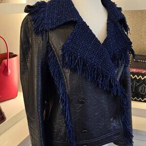 CHANEL Leather Jacket with Fringe M9042 NWT $13580 size 44